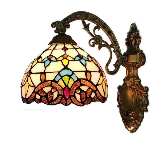 Small Tiffany Pastoral Baroque Beige Lampshade Handmade Vintage Wall Lights Sconce - CTL