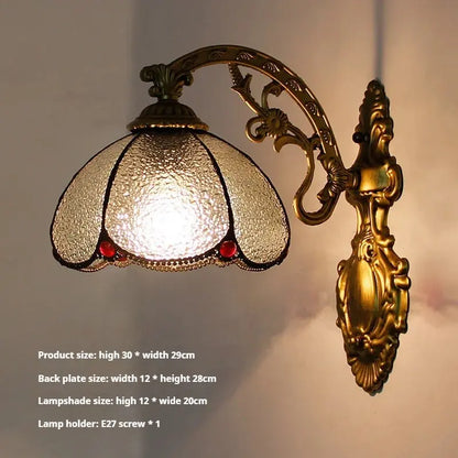 Small Tiffany Wall Lights Pastoral Floral Lampshade Handmade Vintage Sconce - CTL
