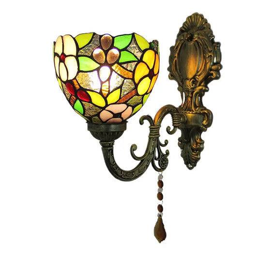 Small Vintage Grape Flower Lampshade Tiffany Glass Wall Sconces - CTL