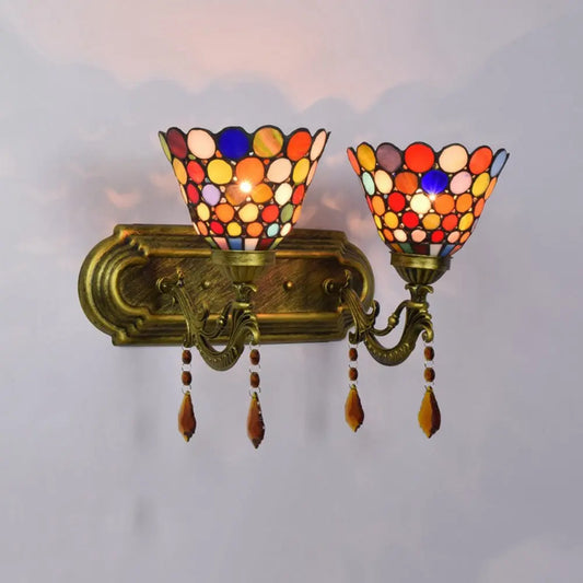 Tiffany Style Wall Sconce Bohemian Stained Glass Double Wall Lights - CTL