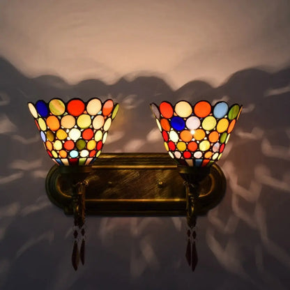 Tiffany Style Wall Sconce Bohemian Stained Glass Double Wall Lights - CTL