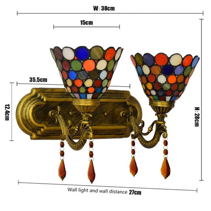 Tiffany Style Wall Sconce Bohemian Stained Glass Double Wall Lights - CTL