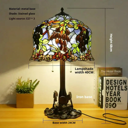 16inch 40cm Large Tiffany Style Table Lamps Stained Glass Rose Lampshade Desk Light - CTL