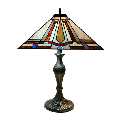 Vintage Stained Glass Square Flower Lamphade Antique Tiffany Table Lamp