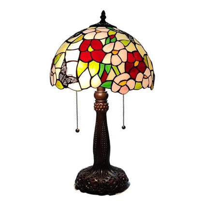 12inch Stained Glass Pastoral Dragonfly Floral Lampshade Vintage Tiffany Desk Lamp - CTL